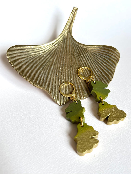 Boucles d’oreilles Gingko dégradé 2 feuilles modèle 2