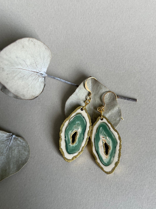 Boucles d’oreilles Agates vertes