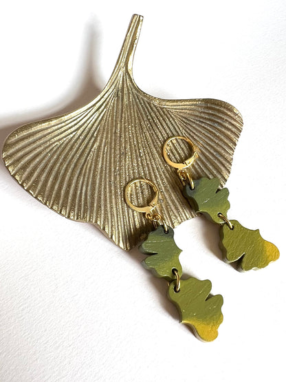 Boucles d’oreilles Gingko dégradé 2 feuilles modèle 1