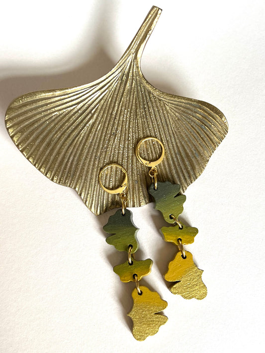 Boucles d’oreilles Gingko dégradé grand modèle