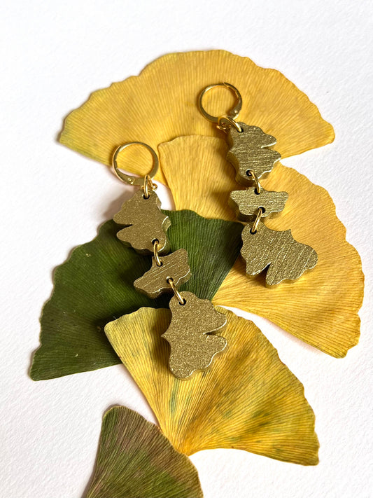 Boucles d’oreilles Gingko doré grand modèle