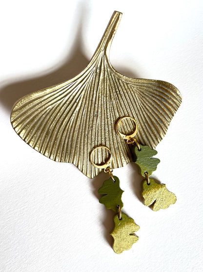 Boucles d’oreilles Gingko dégradé 2 feuilles modèle 2