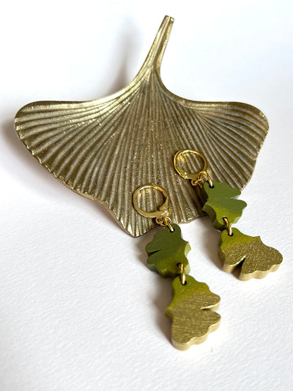 Boucles d’oreilles Gingko dégradé 2 feuilles modèle 2