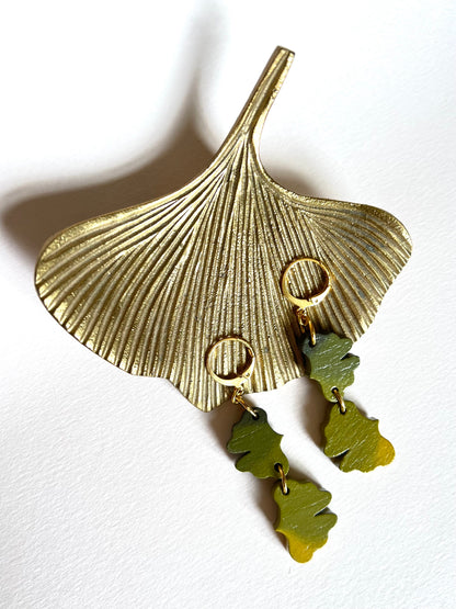 Boucles d’oreilles Gingko dégradé 2 feuilles modèle 1