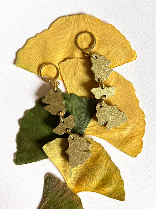 Boucles d’oreilles Gingko doré grand modèle
