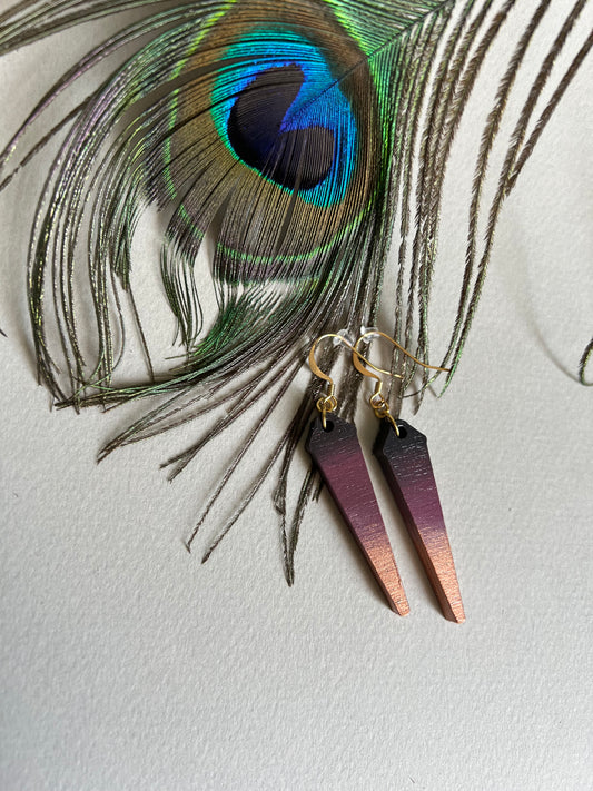 Boucles d’oreilles Paon dégradé violet