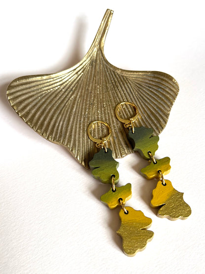 Boucles d’oreilles Gingko dégradé grand modèle