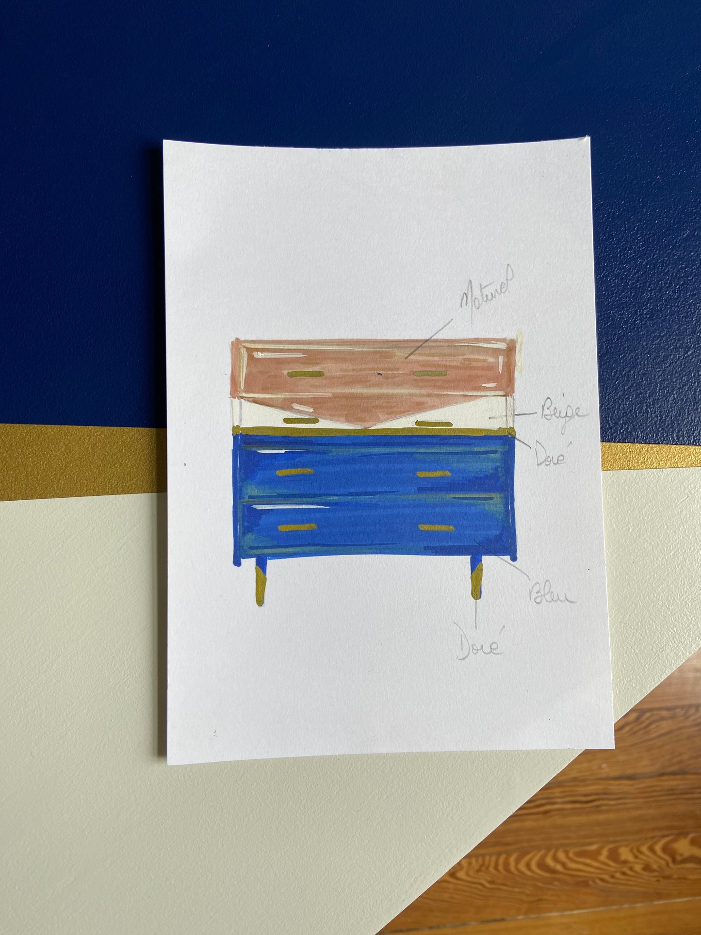 Commode vintage color block