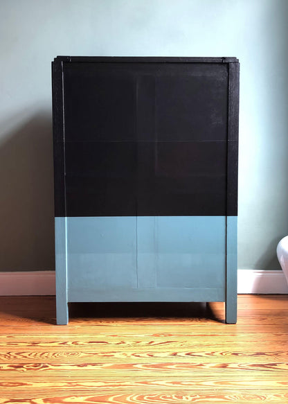 Meuble de rangement Art Déco bleu et noir